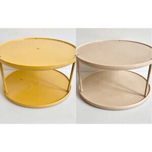 2 Vintage 70s Rubbermaid Almond Gold Tier Lazy Susan Spice Rack Space Saver